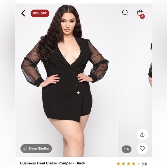 Blazer Romper - Black - Picture 7 of 9